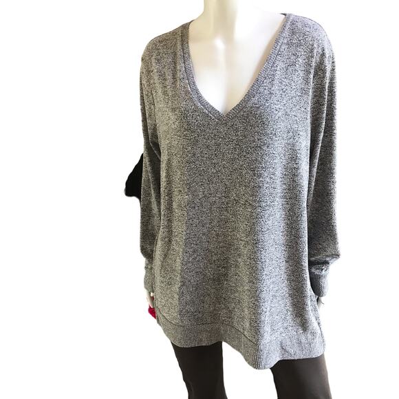 Lucky Brand Gray V-Neck Long Sleeve Sweater Women's Size XXL - Picture 1 of 6